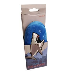 Zac & Evan Plush Shark Printed Boys Kids Slide Slipper Size 13/1